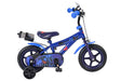 Blaues Kinderfahrrad mit Superman-Motiv und stabilen Gummireifen