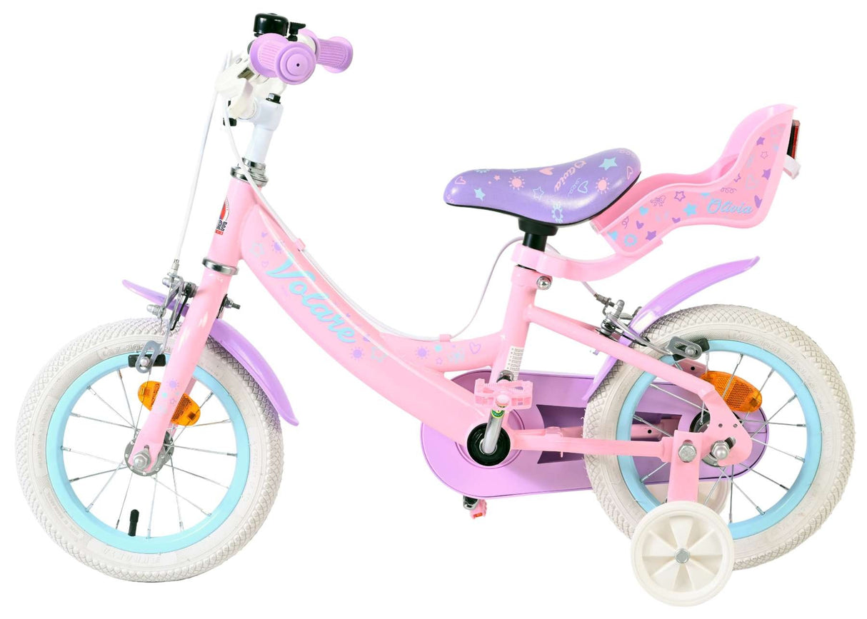 Rosa Kinderfahrrad mit weißen Reifen und gepolstertem Sitz