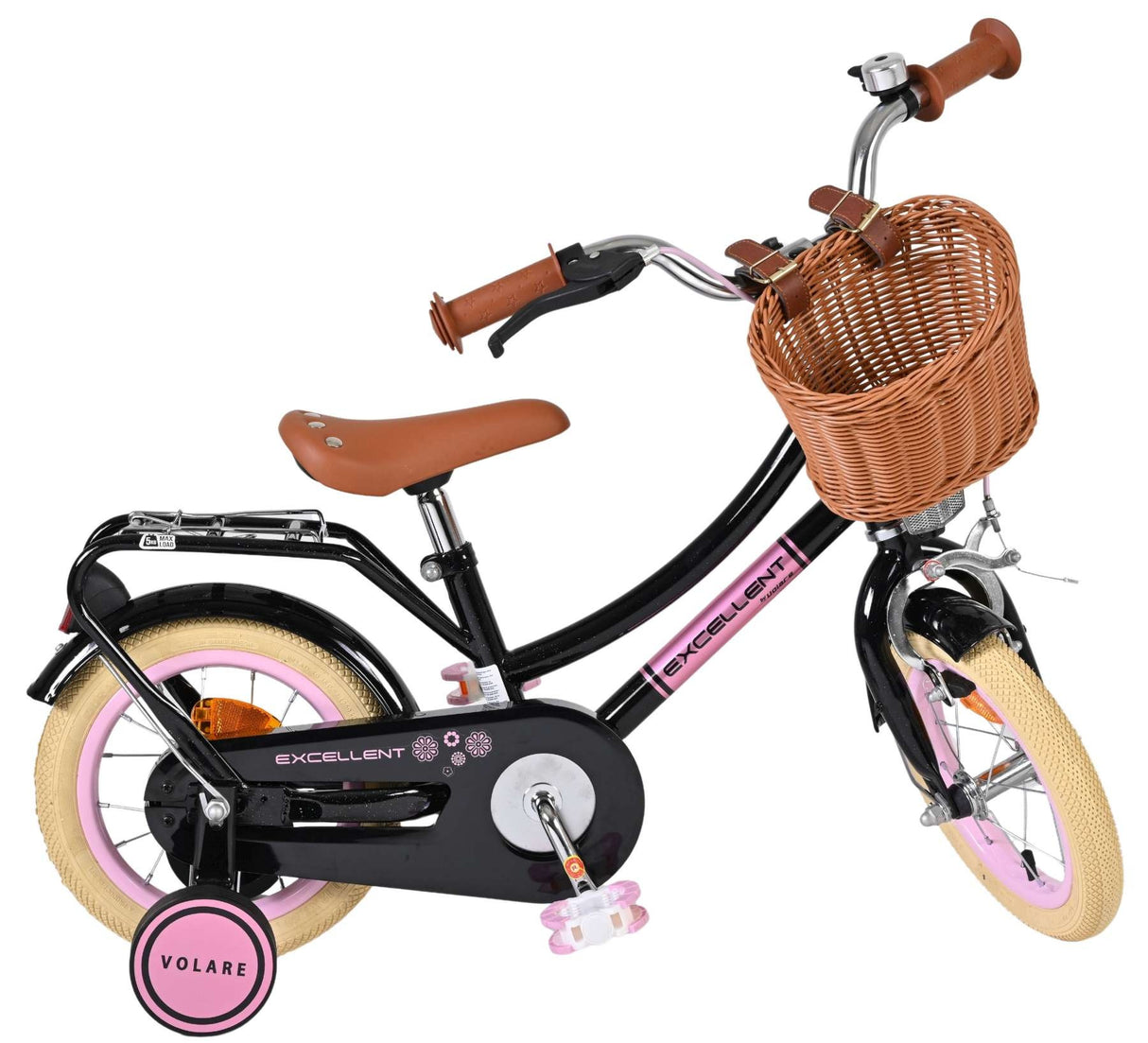 Volare Excellent Kinderfahrrad - Mädchen - 12 Zoll - Schwarz
