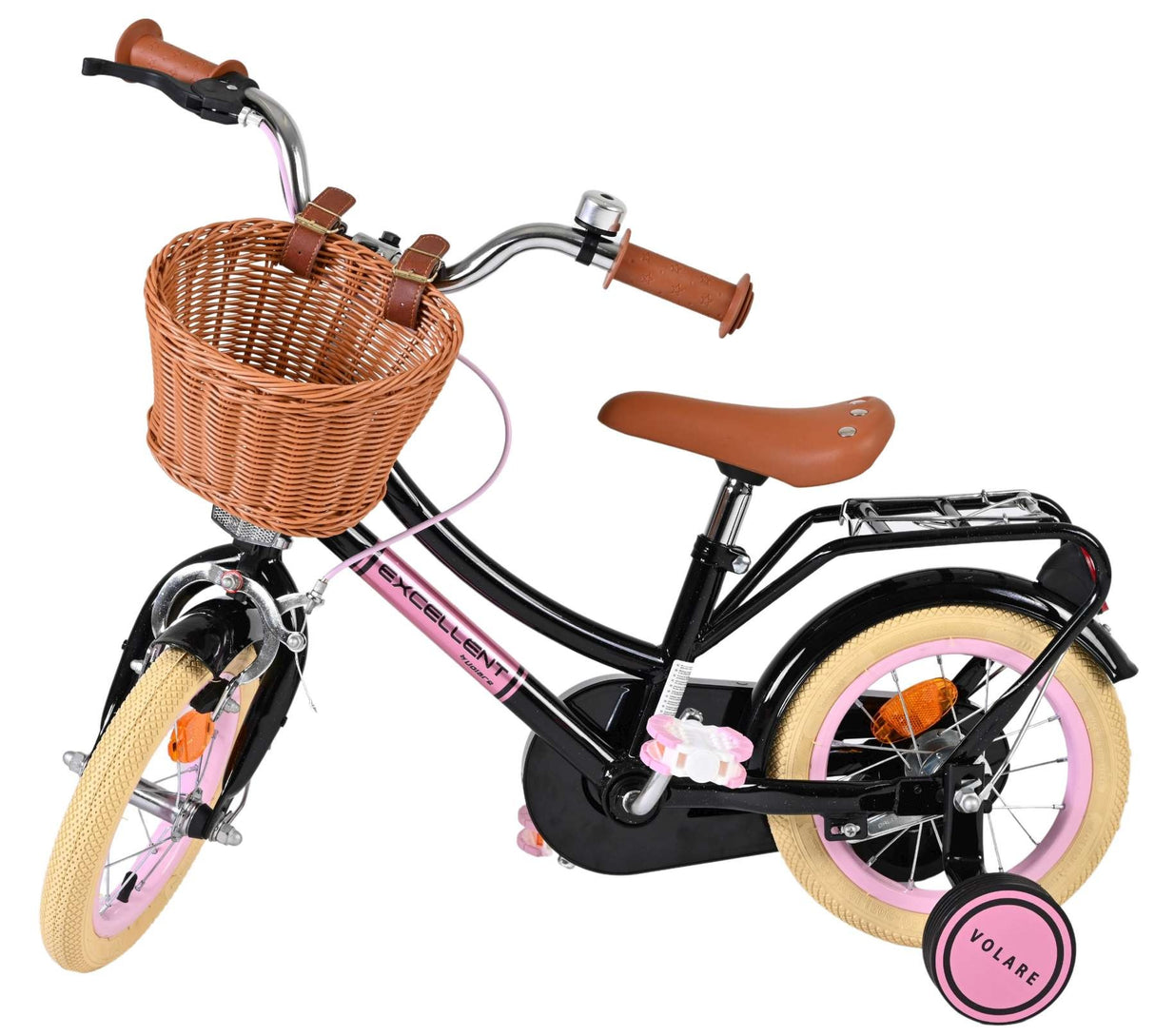 Volare Excellent Kinderfahrrad - Mädchen - 12 Zoll - Schwarz