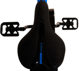 Schwarzer Fahrradsattel mit blauen Akzenten und ergonomischem Design