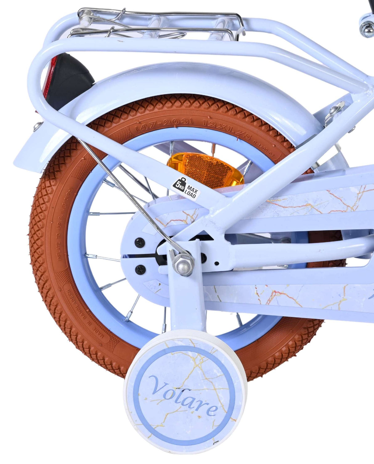 Faltbares Fahrrad mit braunem Reifen und blauer Lackierung