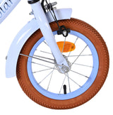 Vorderreifen eines Fahrrads mit braunem Reifen und blauer Felge