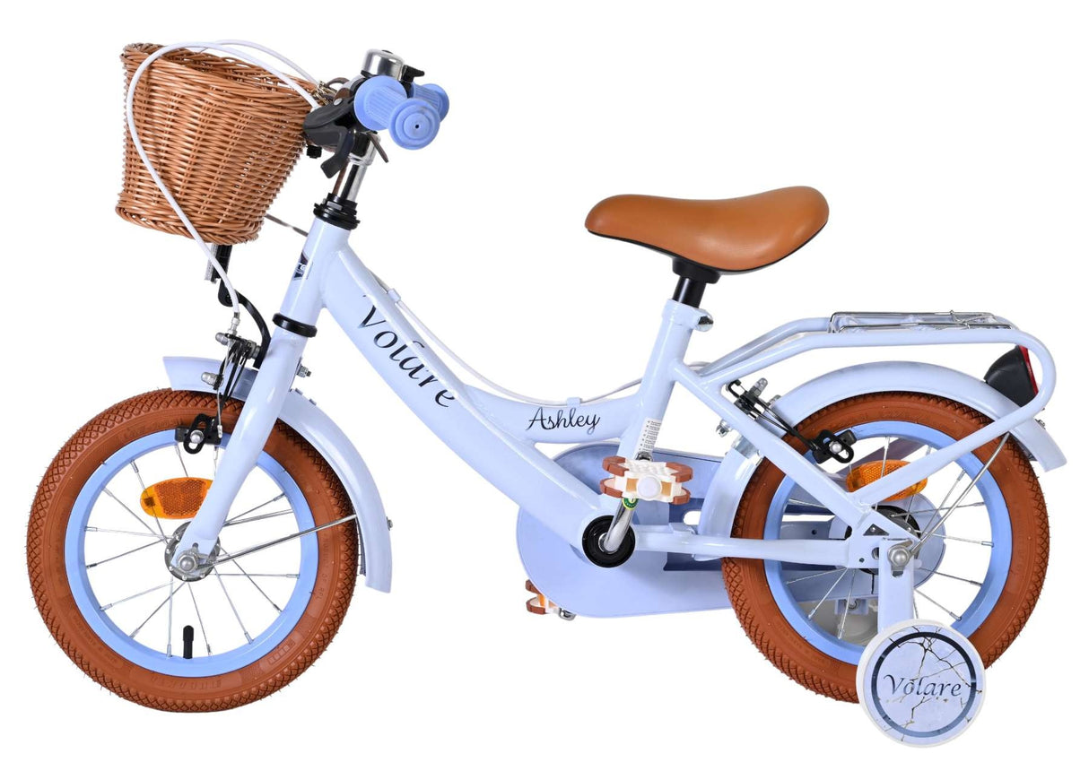 Volare Ashley 12 Zoll Kinderfahrrad Mädchen Pastellblau mit zwei Handbremsen, abnehmbare Stützräder und geschlossenem Kettenschutz