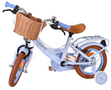 Kinderfahrrad in Blau mit Korb und braunen Reifen