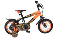 Kinderfahrrad in Orange und Schwarz mit sportlichem Design und Stützrädern