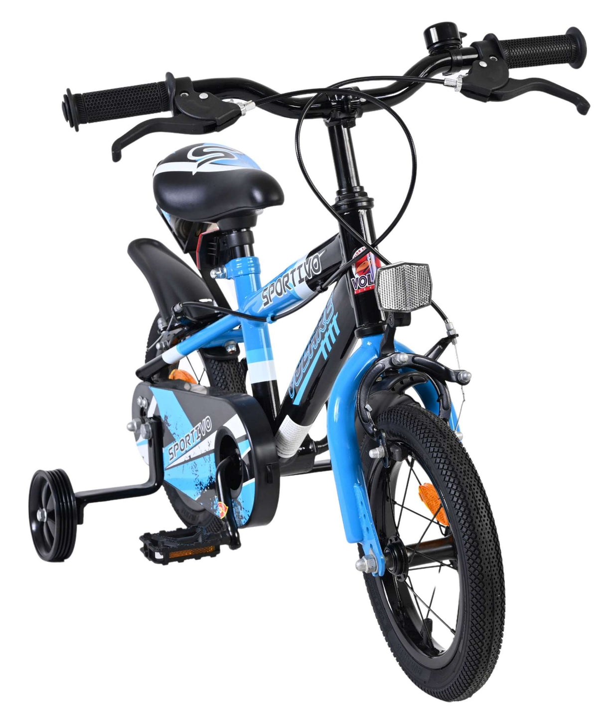Kinderfahrrad in Blau mit Stützrädern und sportlichem Design