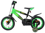 Kinderfahrrad in Schwarz und Grün mit Stützrädern und sportlichem Design