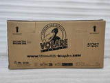 Kartonverpackung für ein Fahrrad mit Logo und Warnhinweisen