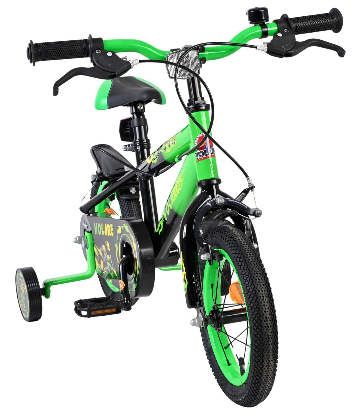 Kinderfahrrad in Grün mit Stützrädern und sportlichem Design