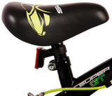 Schwarzer Fahrradsattel mit grünem Logo und Rücklichthalterung