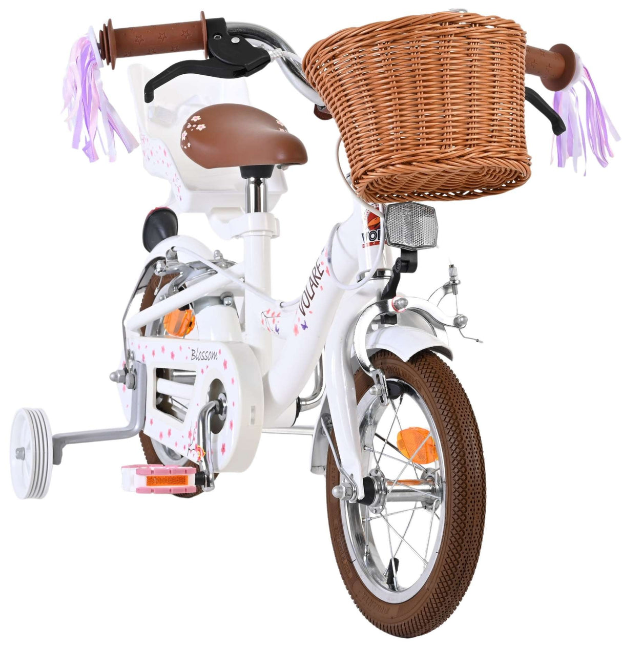 Volare Blossom Kinderfahrrad - Mädchen - 12 Zoll - Weiß - Zwei Handbremsen