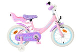 Rosa Kinderfahrrad mit lila Akzenten und Stützrädern