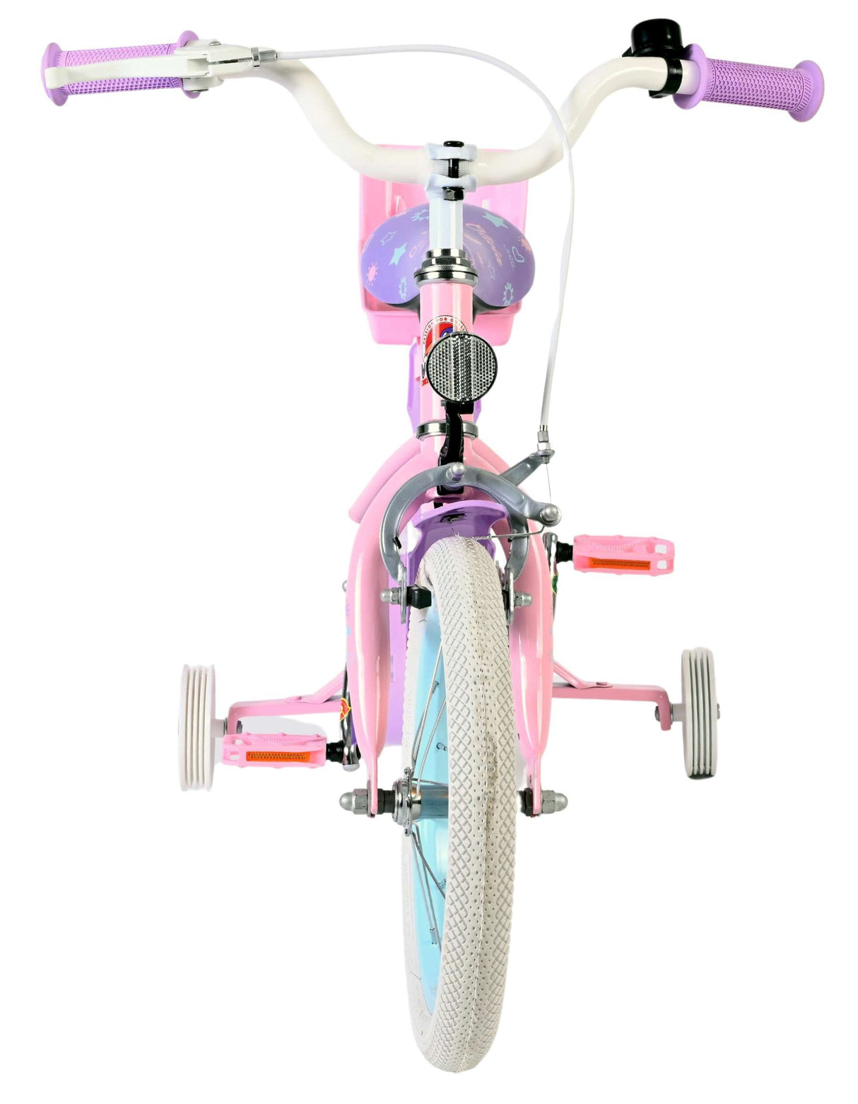 Volare Olivia Kinderfahrrad Mädchen 14 Zoll Rosa mit abnehmbaren Stützrädern, Rücktrittbremse
