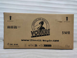 Kartonverpackung für ein Fahrrad mit Logo und Gewichtshinweis