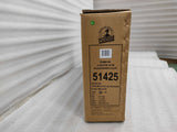 Braune Kartonverpackung mit Produktinformationen und Barcode, schwarz-orange Farbe