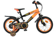 Kinderfahrrad in Orange und Schwarz mit sportlichem Design und Stützrädern