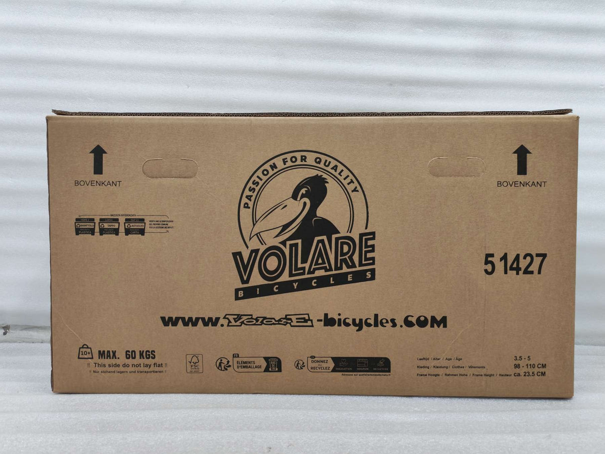 Kartonverpackung für Fahrräder mit Aufdruck und Gewichtshinweis