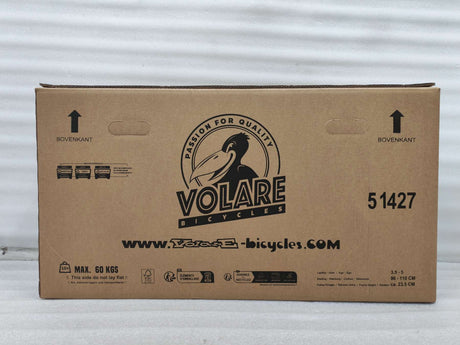 Kartonverpackung für Fahrräder mit Aufdruck und Gewichtshinweis