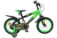 Kinderfahrrad in Schwarz und Grün mit 16-Zoll-Rädern und Stützrädern