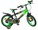Kinderfahrrad in Schwarz und Grün mit 18 Zoll Rädern und Stützrädern