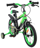Kinderfahrrad in Grün mit Stützrädern und sportlichem Design