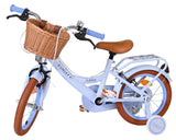 Kinderfahrrad in Hellblau mit Korb und braunen Reifen