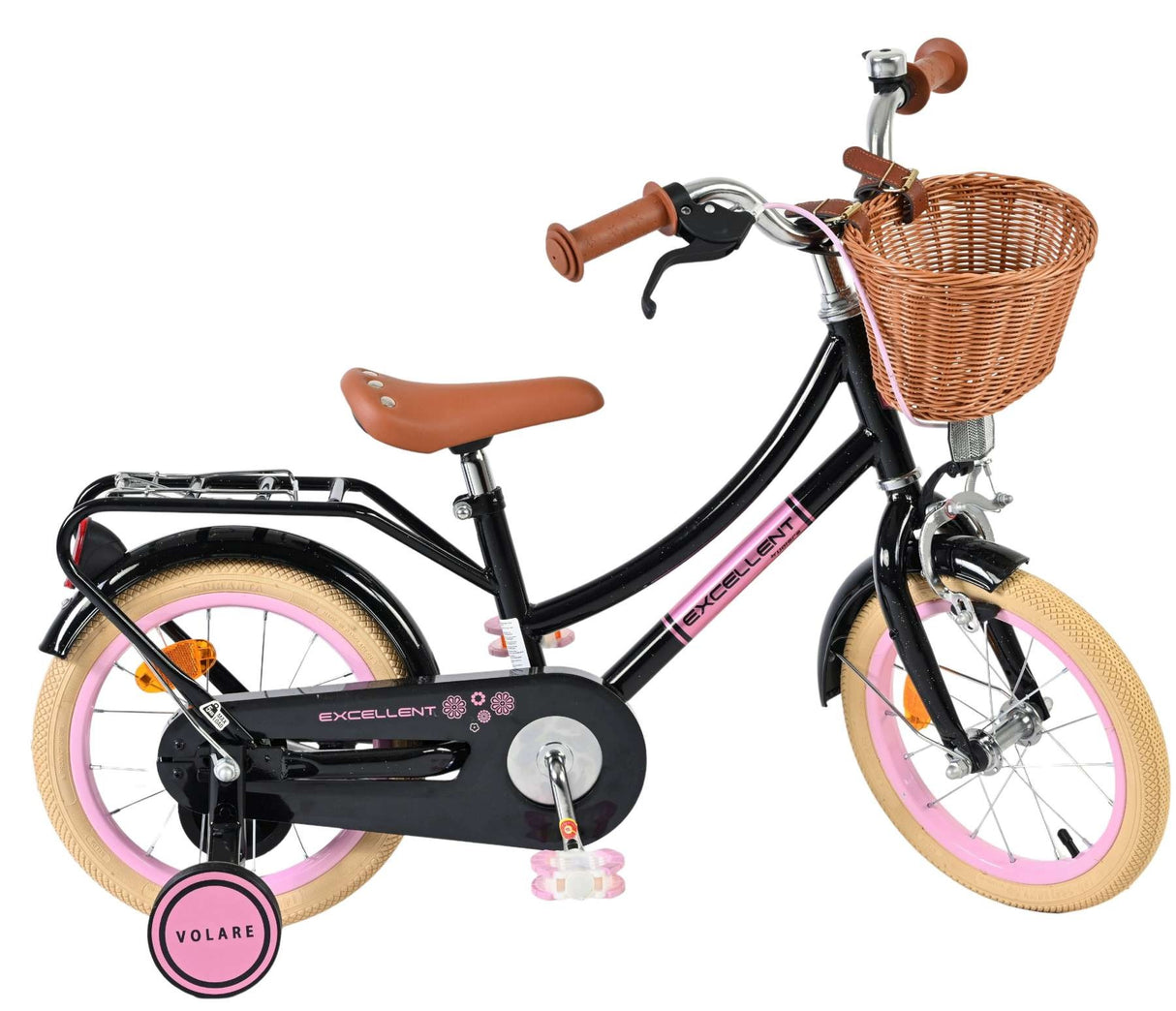 Volare Excellent Kinderfahrrad - Mädchen - 14 Zoll - Schwarz