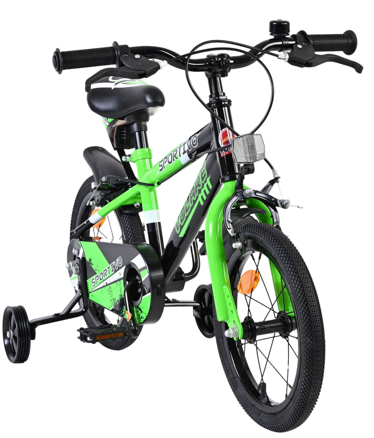 Volare Sportivo Kinderfahrrad - Jungen - 14 Zoll - Grün Schwarz - Zwei Handbremsen