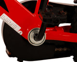 Roter Fahrradrahmen mit Pedal und Tretlageransicht