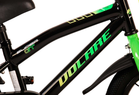 Schwarzes Fahrrad mit grünen Akzenten und sportlichem Design