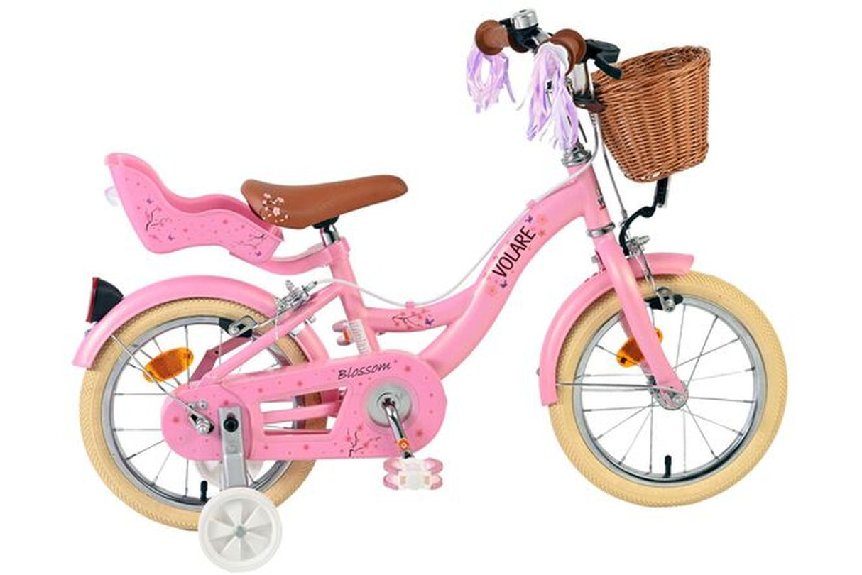 Volare Blossom Kinderfahrrad - Mädchen - 14 Zoll - Rosa - Zwei Handbremsen
