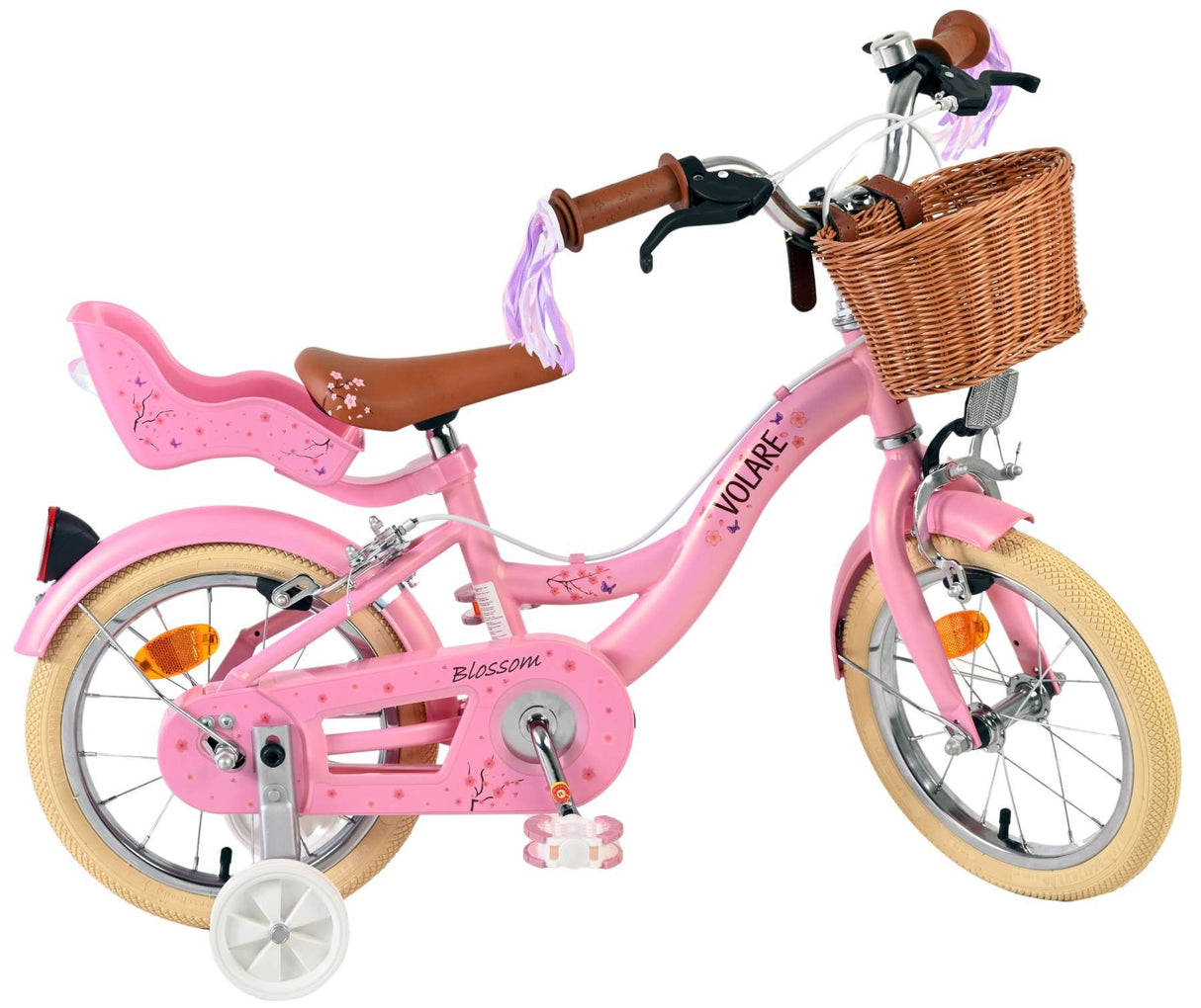 Volare Blossom Kinderfahrrad - Mädchen - 14 Zoll - Rosa - Zwei Handbremsen