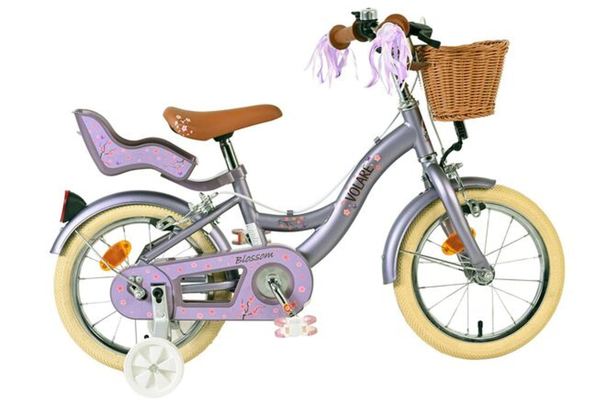 Volare Blossom Kinderfahrrad - Mädchen - 14 Zoll - Lila - Zwei Handbremsen