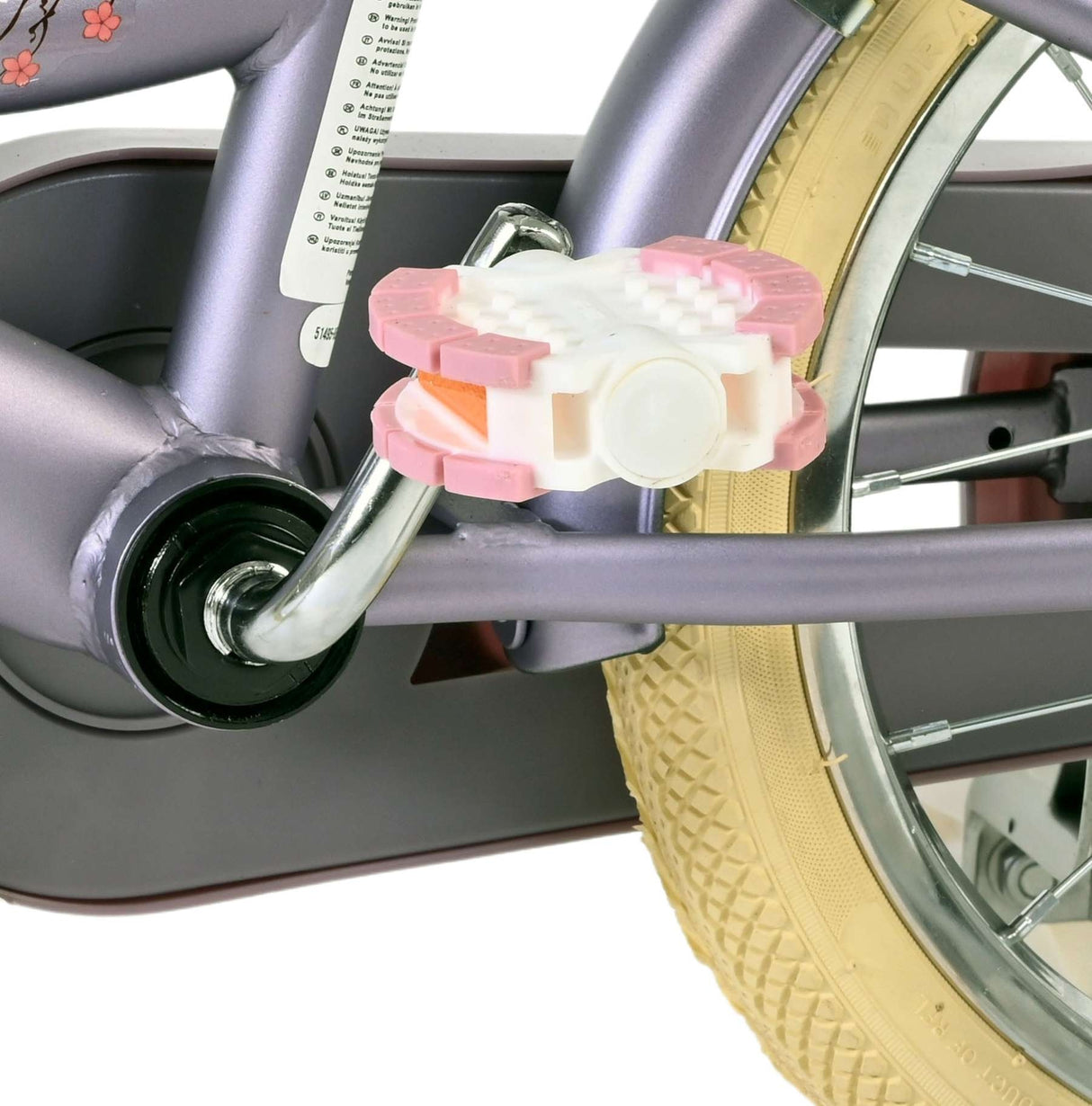 Volare Blossom Kinderfahrrad - Mädchen - 14 Zoll - Lila - Zwei Handbremsen