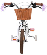 Volare Blossom Kinderfahrrad - Mädchen - 14 Zoll - Weiß - Zwei Handbremsen