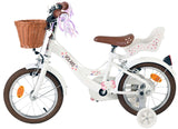 Volare Blossom Kinderfahrrad - Mädchen - 14 Zoll - Weiß - Zwei Handbremsen
