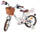 Volare Blossom Kinderfahrrad - Mädchen - 14 Zoll - Weiß - Zwei Handbremsen