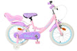 Rosa und lila Kinderfahrrad mit weißem Reifen und Sattelstütze