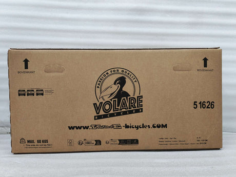 Braune Versandbox mit Logo und Informationen zu Fahrrädern