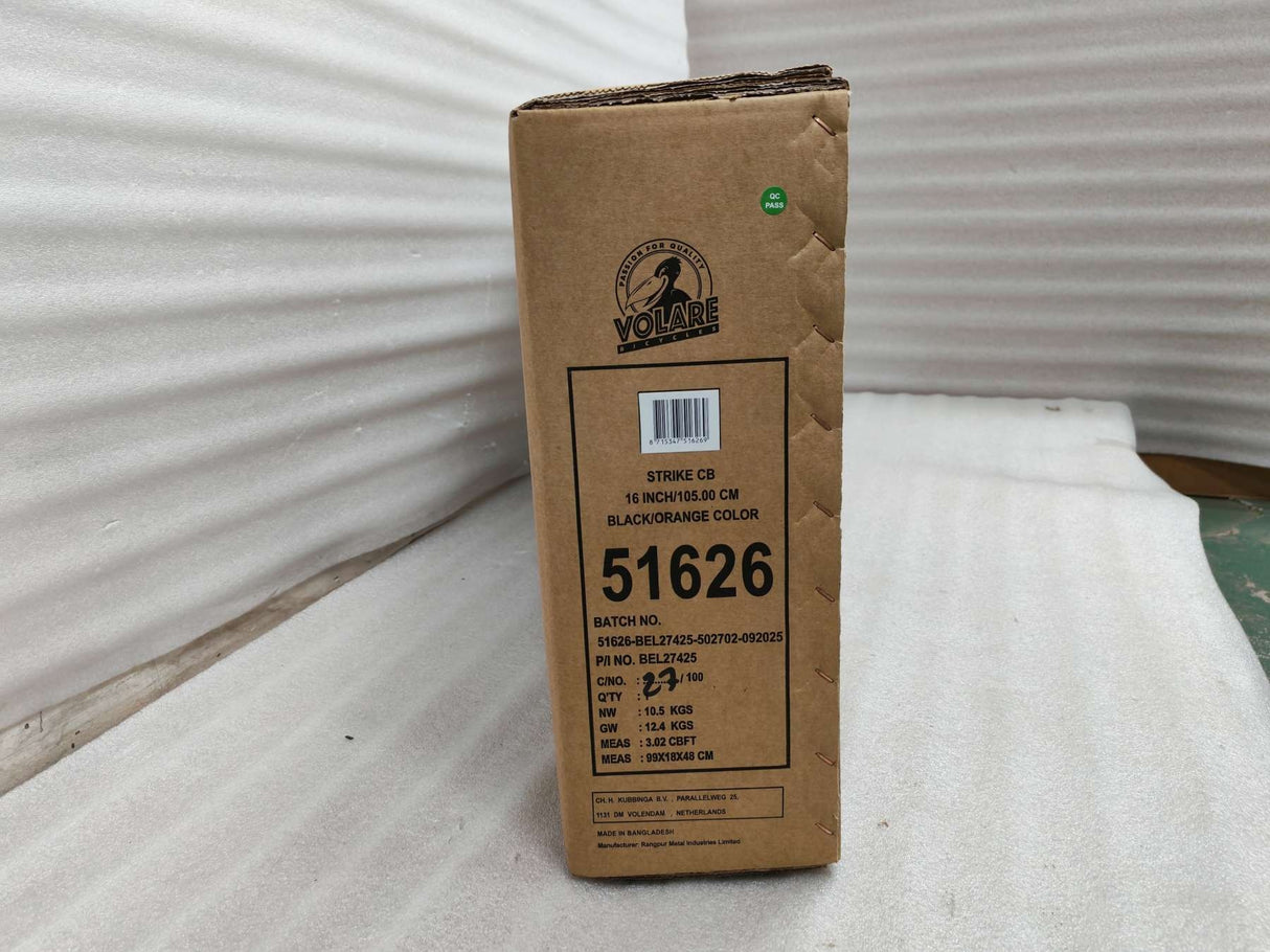 Braune Verpackung mit Produktdetails und Farbbezeichnung in Schwarz-Orange