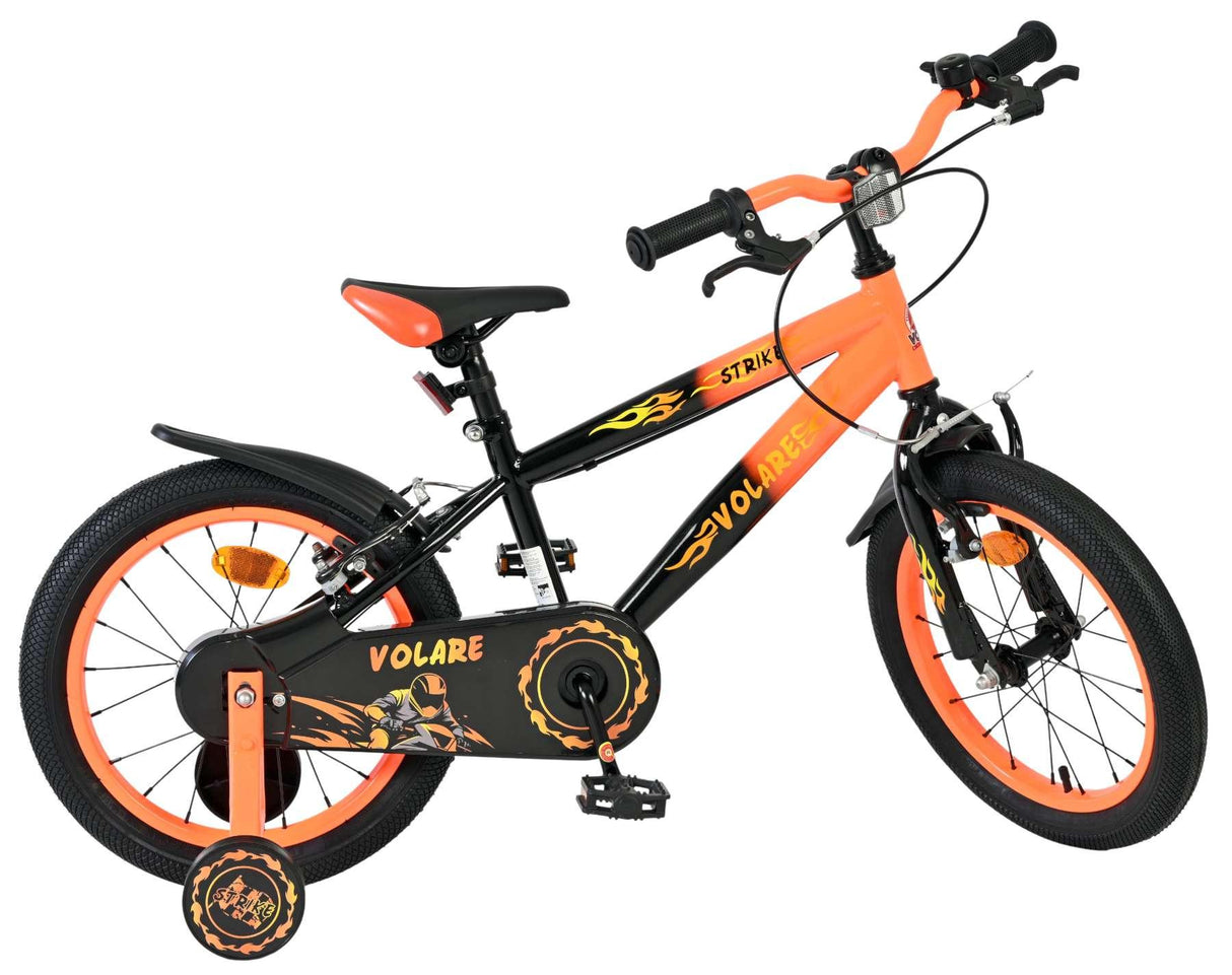 Kinderfahrrad in Schwarz und Orange mit 16-Zoll-Rädern und sportlichem Design