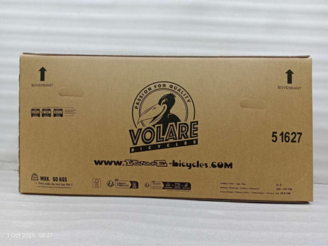 Kartonverpackung für Fahrräder mit Logo und Gewichtsangabe