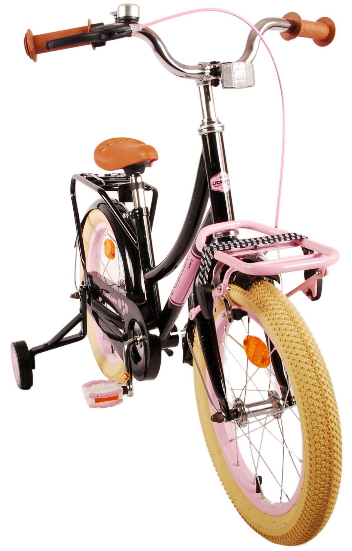 Schwarzes Kinderfahrrad mit pinken Akzenten und breiten Reifen