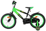 Schwarzes Kinderfahrrad mit grünen Akzenten und 18-Zoll-Rädern