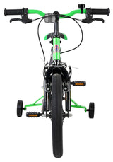 Kinderfahrrad in Grün mit Stützrädern und sportlichem Design