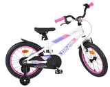 Weißes Kinderfahrrad mit pinken Akzenten und 16-Zoll-Rädern