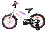 Kinderfahrrad in Weiß mit pinken Akzenten und Stützrädern