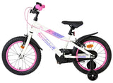 Kinderfahrrad in Weiß mit pinken Akzenten und Stützrädern
