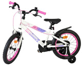 Kinderfahrrad in Weiß mit pinken Akzenten und Stützrädern
